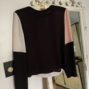 BCBG silk colorblock blouse